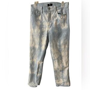 7 For All Mankind Blue & White Stylish Ankle & Cropped Jeans